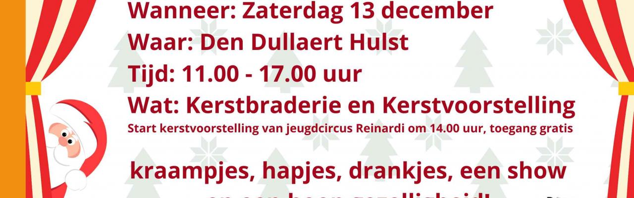 Indoor kerstbraderie met kerstshow van jeugdcircus Reinardi