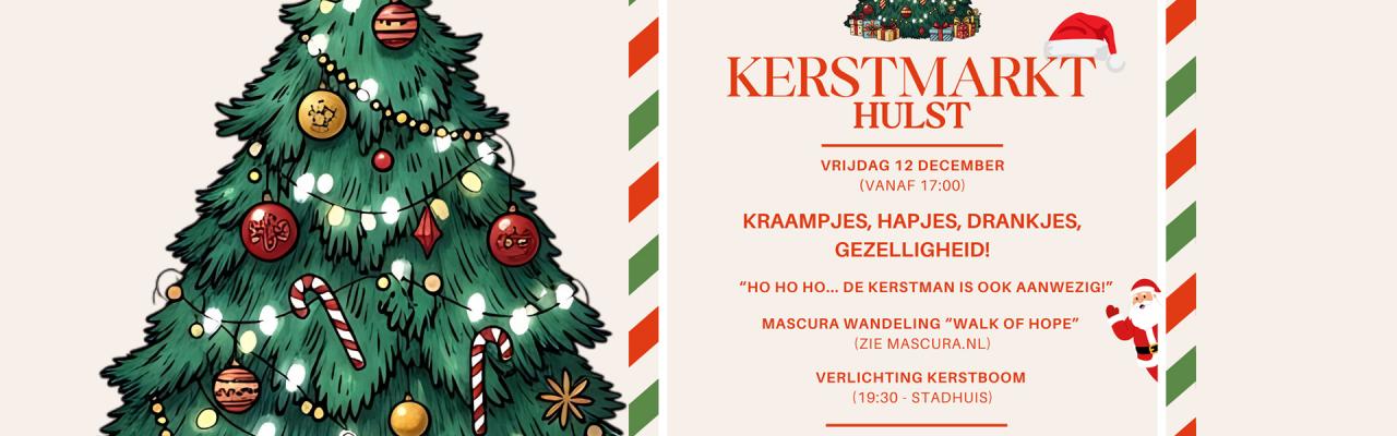 Kerstmarkt en ontsteken lichtjes kerstboom