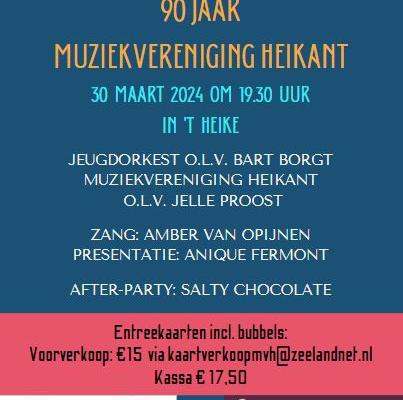 Jubileumconcert 90 jaar Muziekvereniging Heikant